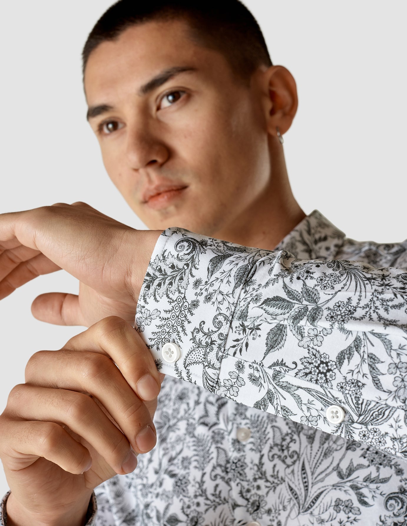 Classic Hemd Flower Forest Green Regular